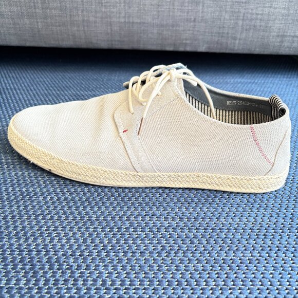 Stacy Adams Canvas Espadrille Derby Shoe Beige Lace Up Men's 11 - Pre-owned - Picture 10 of 11